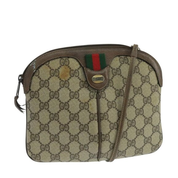GUCCI GG Supreme Web Sherry Line Shoulder Bag Beige 904 02 047 Auth 106473 - Picture 1 of 16